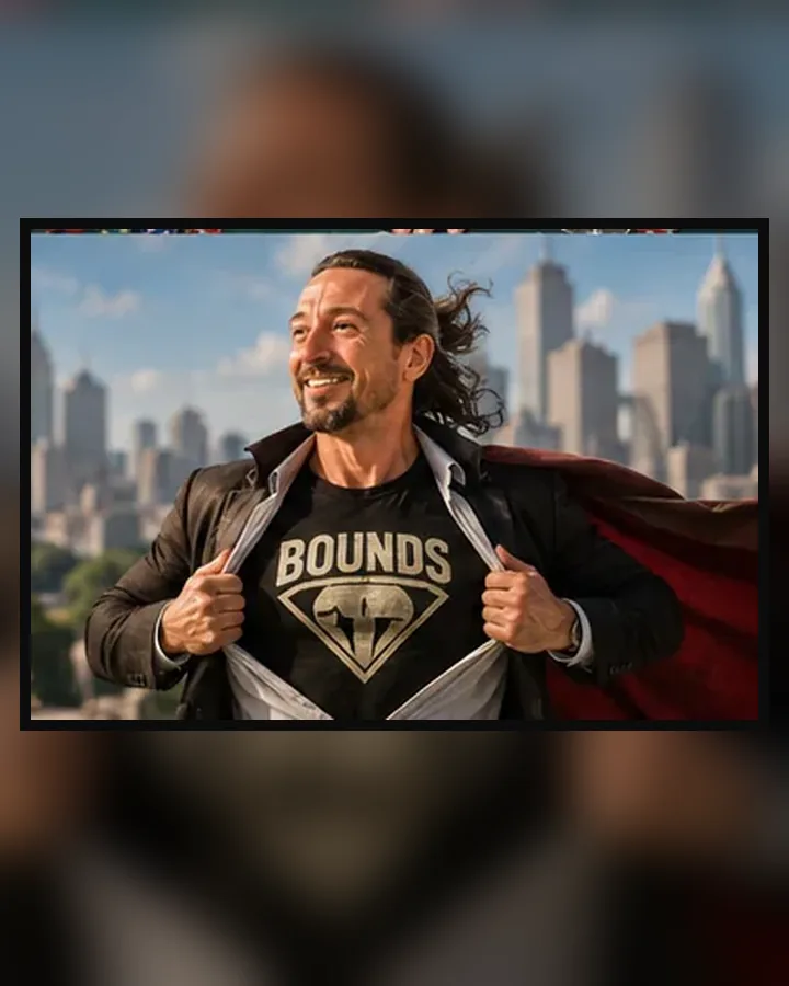 Ryan Bounds revealing his superhero suit